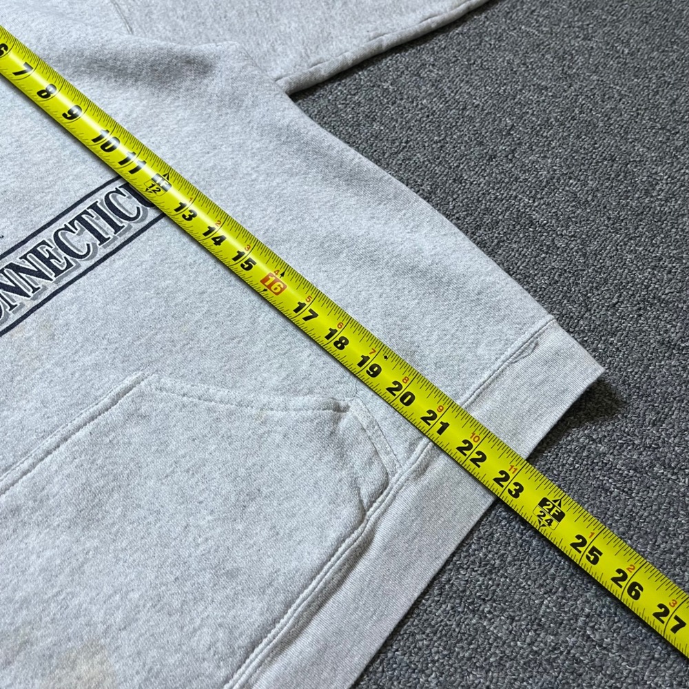 Vintage Tultex University of Connecticut Hoodie Large Grey UConn Sweatshirt 90s - Picture 13 of 14